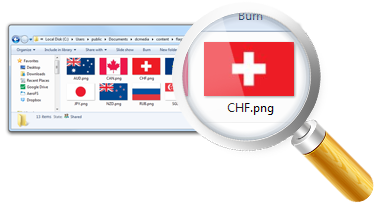 Foreign Exchange Rate display flag example